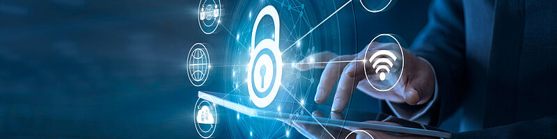 Security_AdobeStock_191020491 Ein virtuelles System mit Symbolen