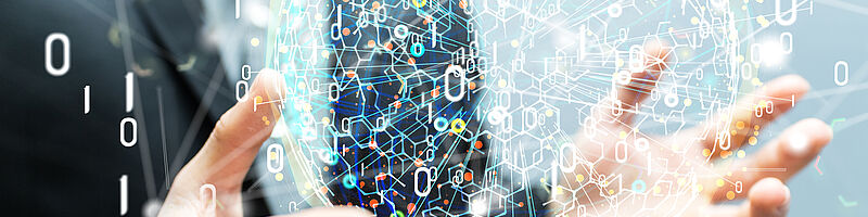 Software_Fotolia_183403856_S_vege_eshop Person hält eine Schwebende digitale Kugel