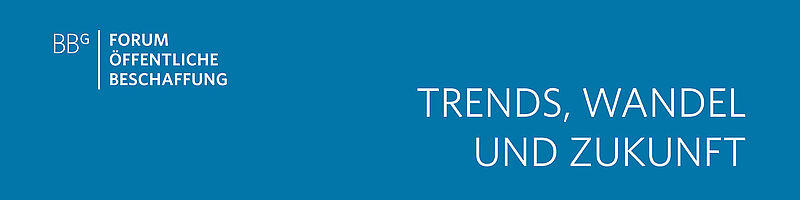 Header FÖB blau_01 Blauer Hintergrund mit Logo der Veranstaltung "Forum Öffentliche Beschaffung"